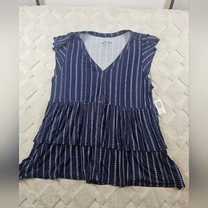 Torrid Super Soft baby Doll Blouse Womens 3X Deep V-Neck Tiered Hem